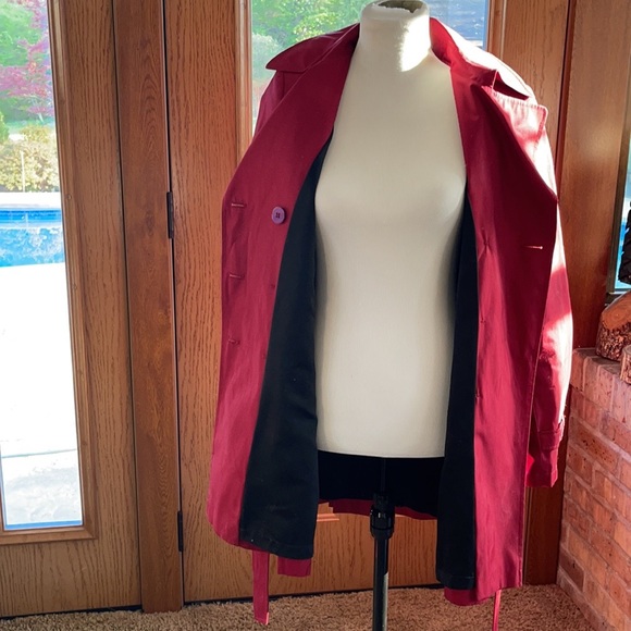 DKNY Maroon Women’s Double Breasted Trench Coat - Picture 4 of 12